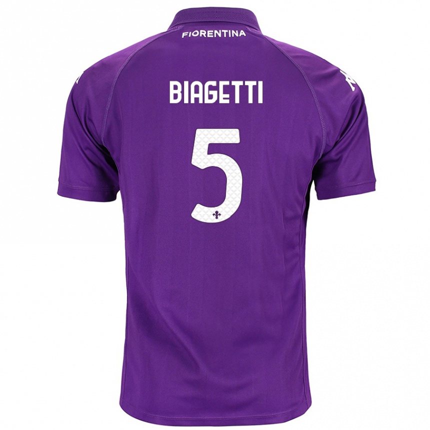 Niño Fútbol Camiseta Christian Biagetti #5 Morado 1ª Equipación 2024/25