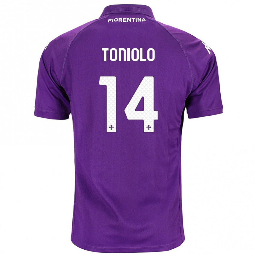 Niño Fútbol Camiseta Martina Toniolo #14 Morado 1ª Equipación 2024/25