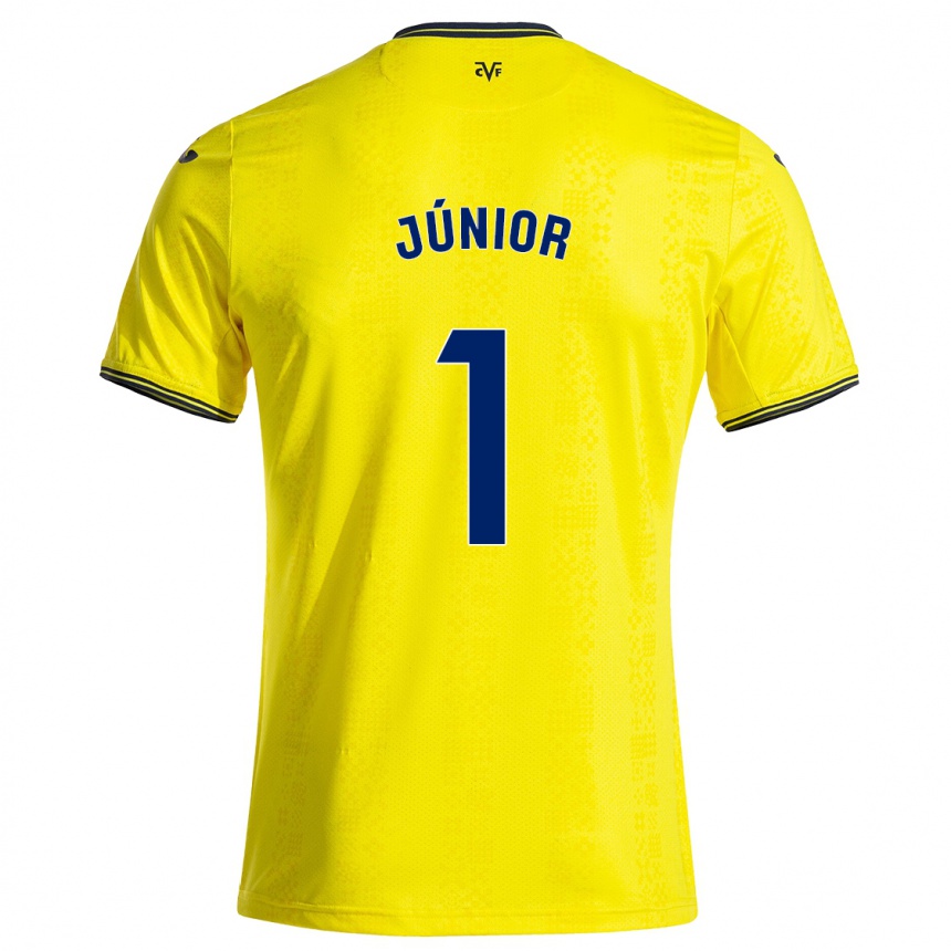 Niño Fútbol Camiseta Luiz Júnior #1 Amarillo Negro 1ª Equipación 2024/25