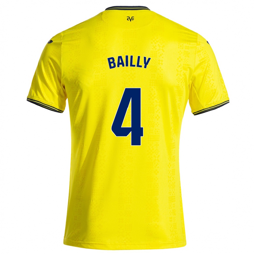 Niño Fútbol Camiseta Eric Bailly #4 Amarillo Negro 1ª Equipación 2024/25