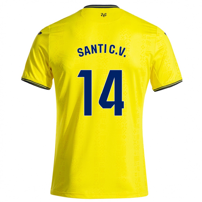 Niño Fútbol Camiseta Santi Comesaña #14 Amarillo Negro 1ª Equipación 2024/25