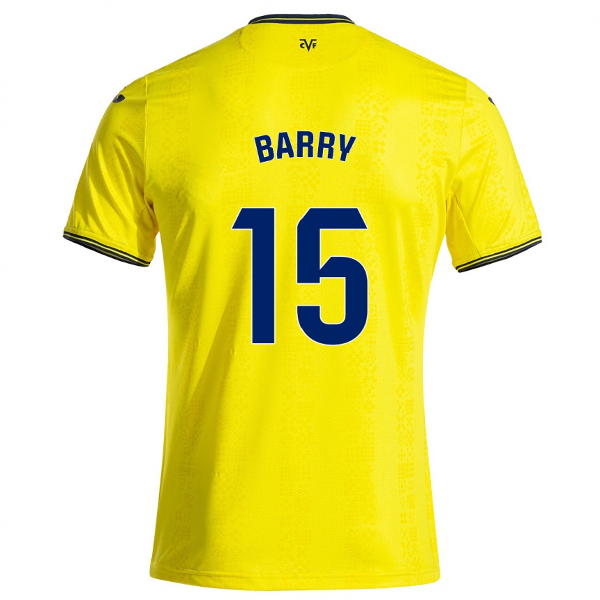 Niño Fútbol Camiseta Thierno Barry #15 Amarillo Negro 1ª Equipación 2024/25