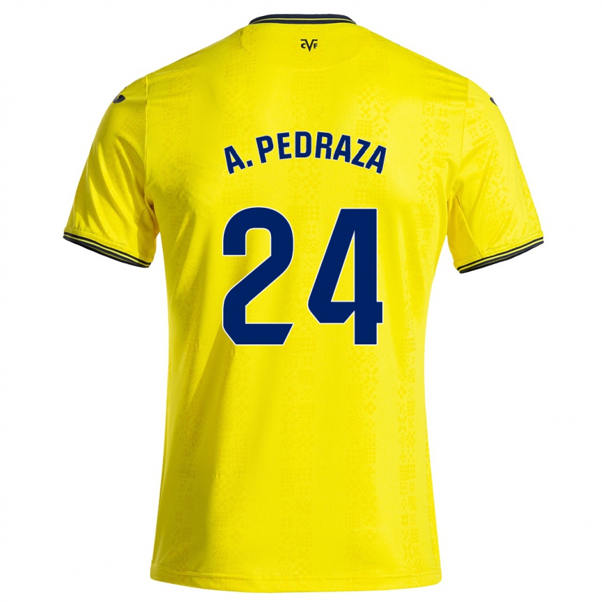 Niño Fútbol Camiseta Alfonso Pedraza #24 Amarillo Negro 1ª Equipación 2024/25