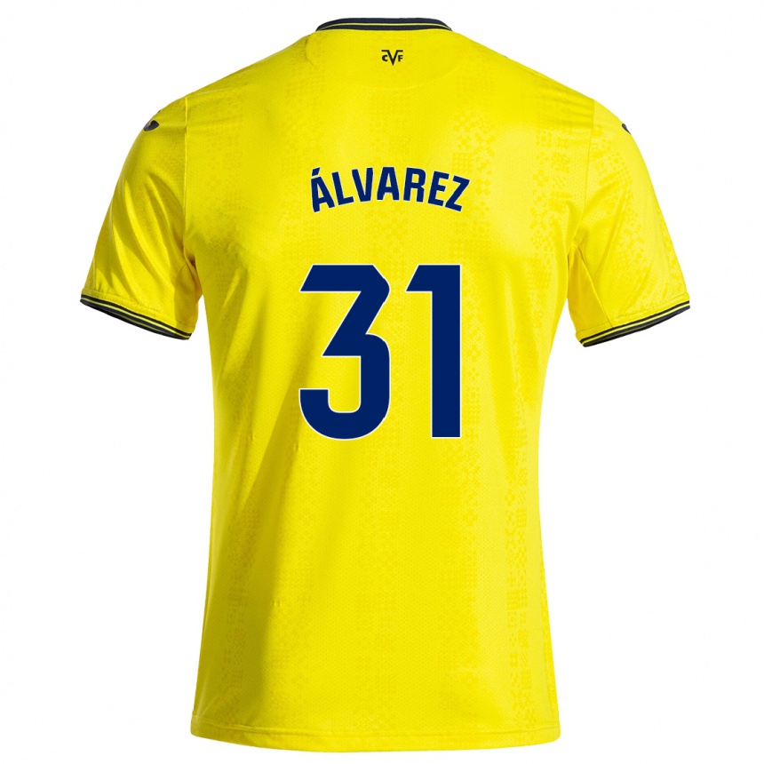 Niño Fútbol Camiseta Iker Álvarez #31 Amarillo Negro 1ª Equipación 2024/25