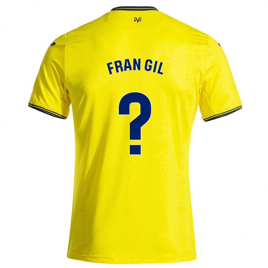 Niño Fútbol Camiseta Fran Gil #0 Amarillo Negro 1ª Equipación 2024/25