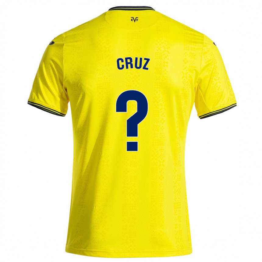 Niño Fútbol Camiseta Daniel Cruz #0 Amarillo Negro 1ª Equipación 2024/25