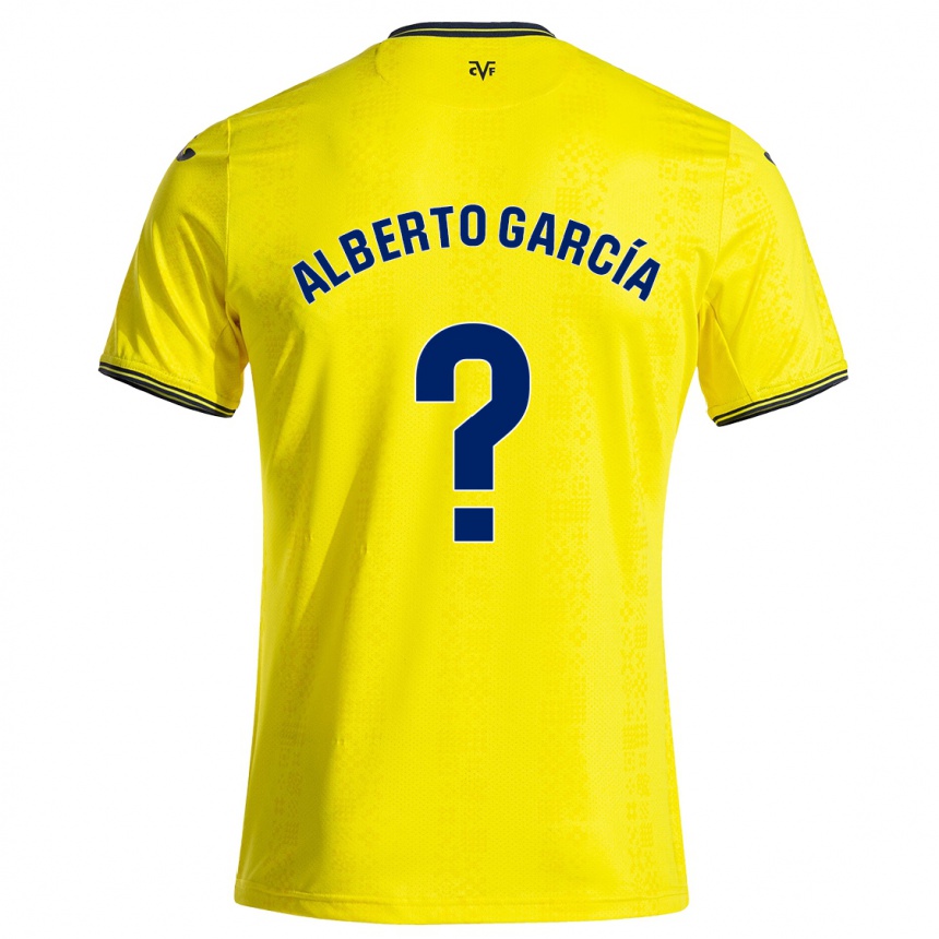 Niño Fútbol Camiseta Alberto García #0 Amarillo Negro 1ª Equipación 2024/25