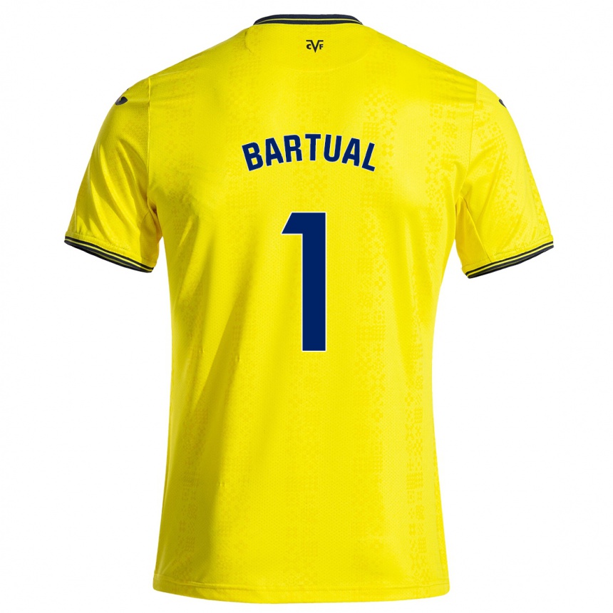 Niño Fútbol Camiseta Kike Bartual #1 Amarillo Negro 1ª Equipación 2024/25