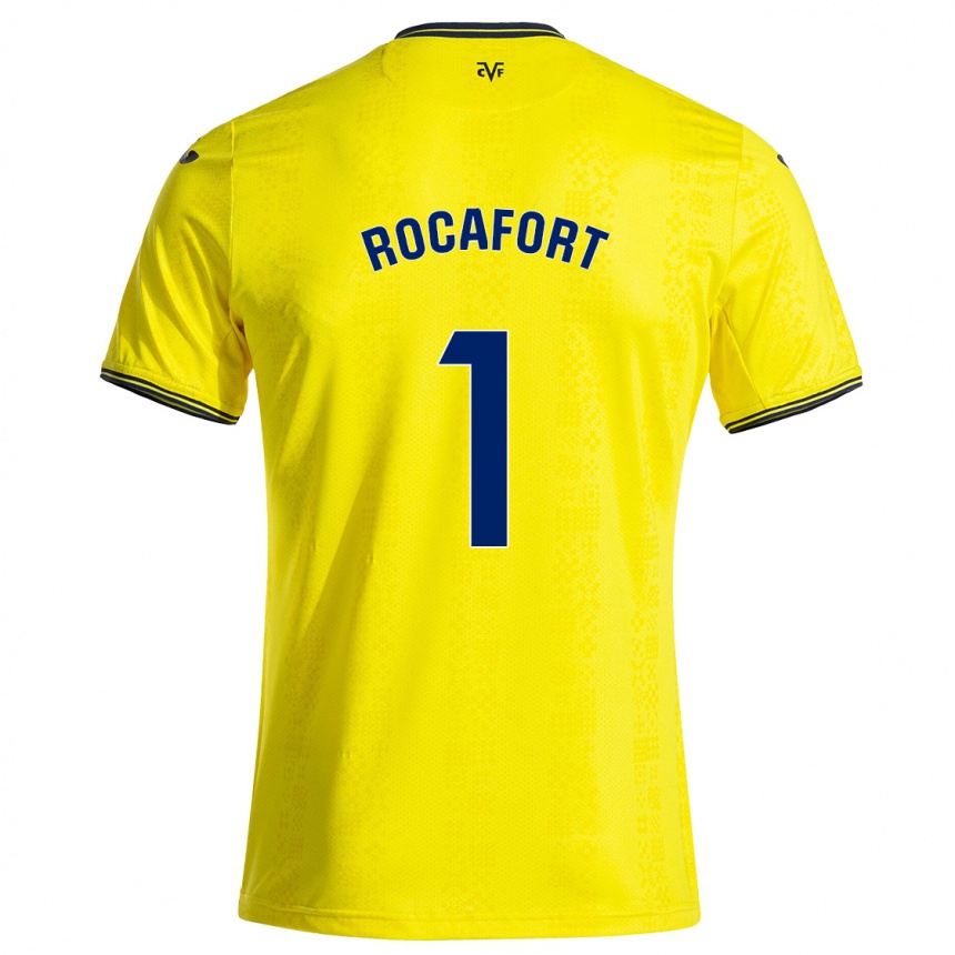 Niño Fútbol Camiseta Rodrigo Rocafort #1 Amarillo Negro 1ª Equipación 2024/25