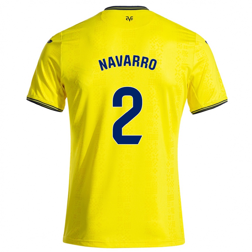 Niño Fútbol Camiseta Pau Navarro #2 Amarillo Negro 1ª Equipación 2024/25