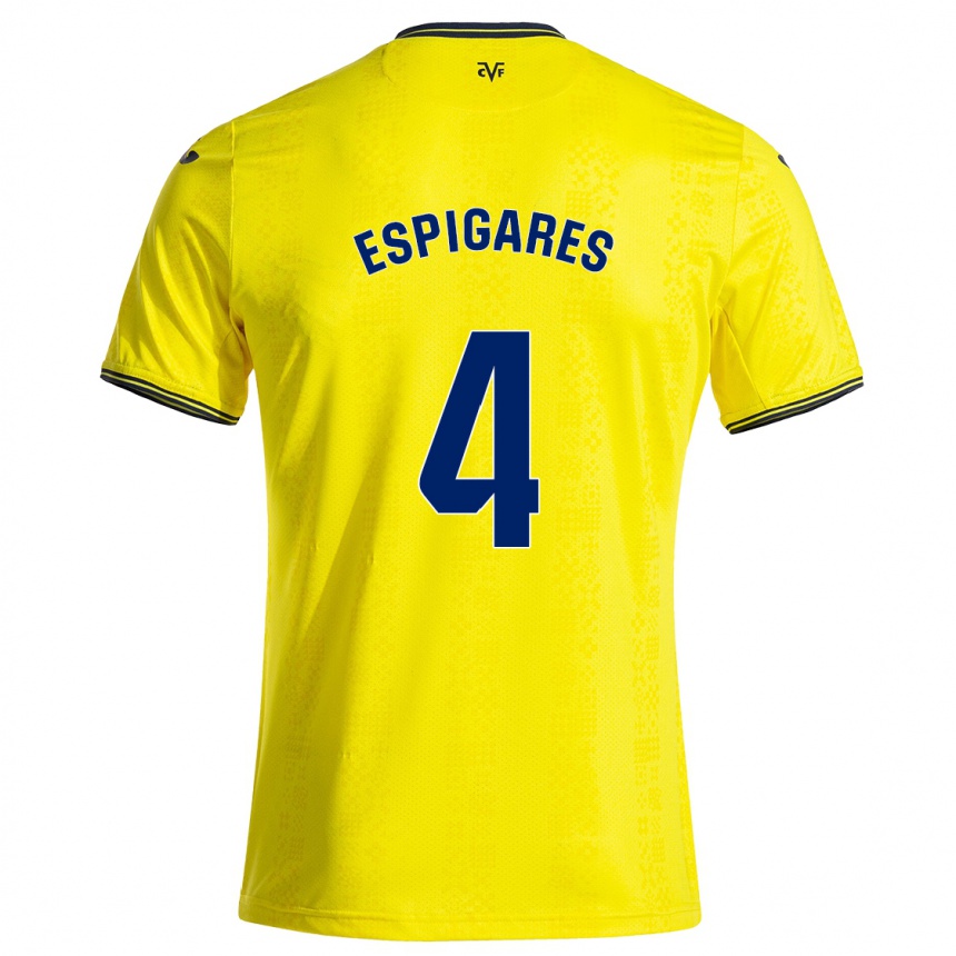 Niño Fútbol Camiseta Antonio Espigares #4 Amarillo Negro 1ª Equipación 2024/25