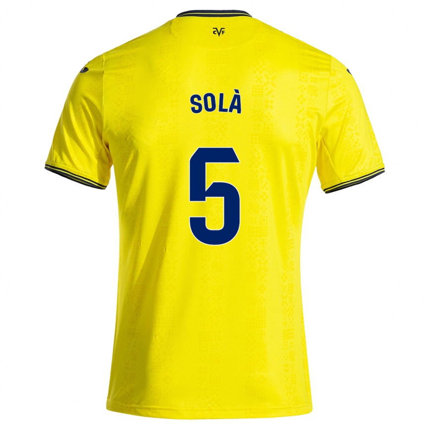 Niño Fútbol Camiseta Arnau Solà #5 Amarillo Negro 1ª Equipación 2024/25