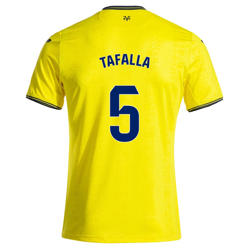 Niño Fútbol Camiseta Fran Tafalla #5 Amarillo Negro 1ª Equipación 2024/25