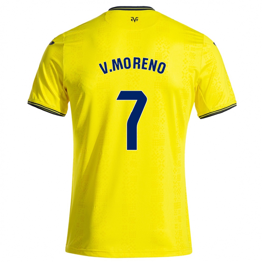 Niño Fútbol Camiseta Víctor Moreno #7 Amarillo Negro 1ª Equipación 2024/25