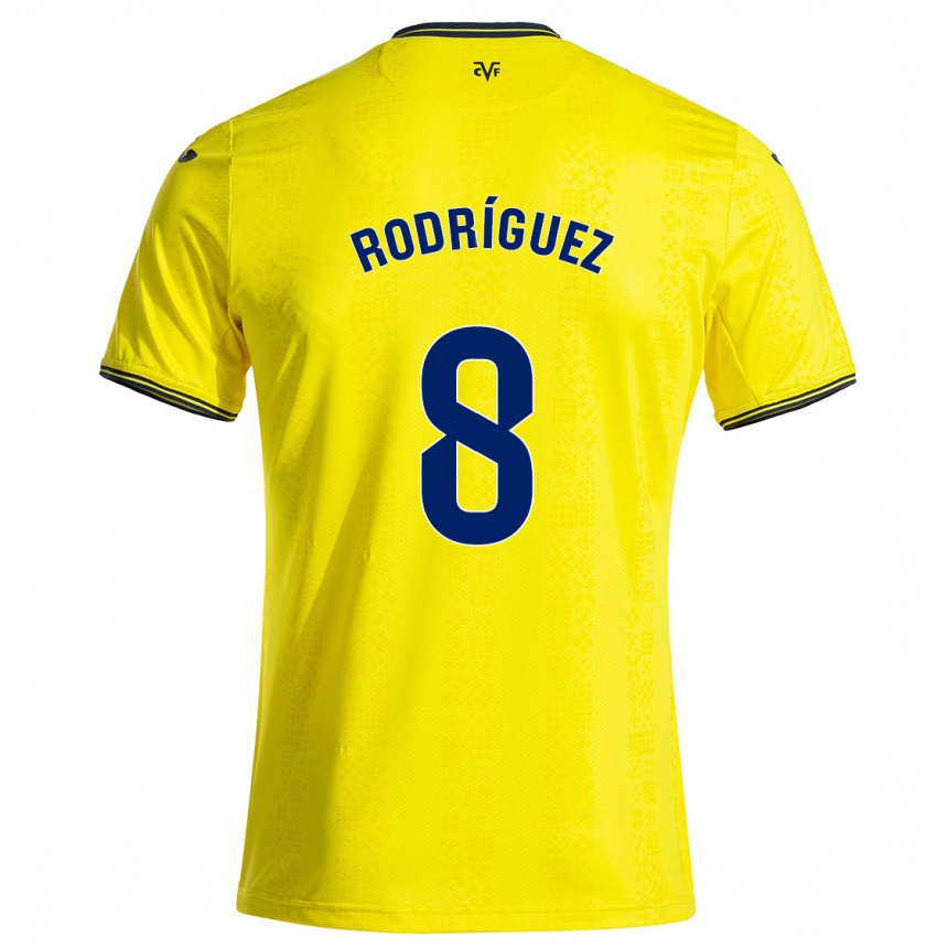 Niño Fútbol Camiseta Unai Rodríguez #8 Amarillo Negro 1ª Equipación 2024/25