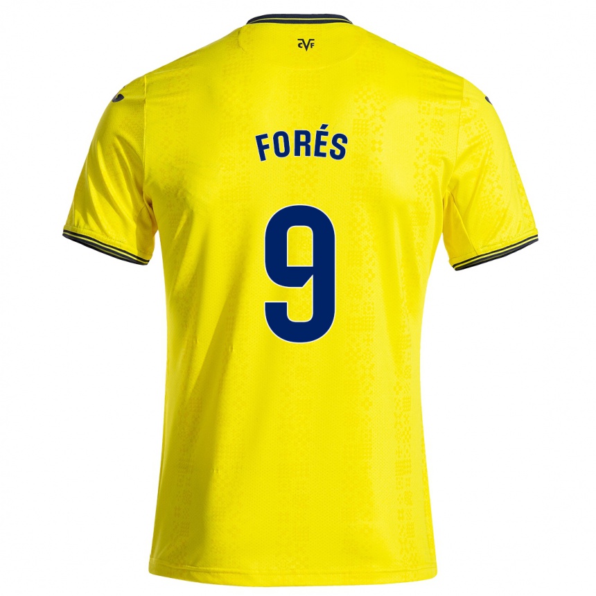 Niño Fútbol Camiseta Álex Forés #9 Amarillo Negro 1ª Equipación 2024/25