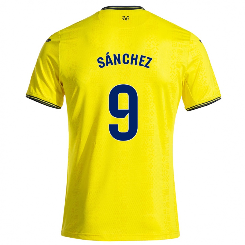 Niño Fútbol Camiseta Edu Sánchez #9 Amarillo Negro 1ª Equipación 2024/25