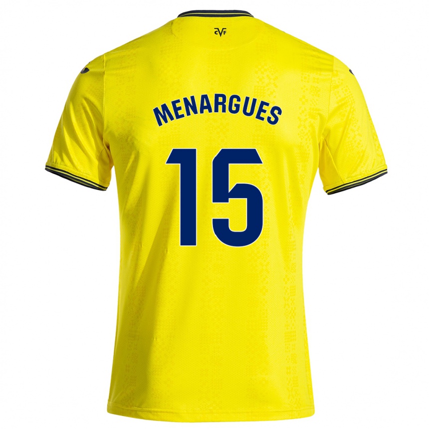 Niño Fútbol Camiseta Joseda Menargues #15 Amarillo Negro 1ª Equipación 2024/25