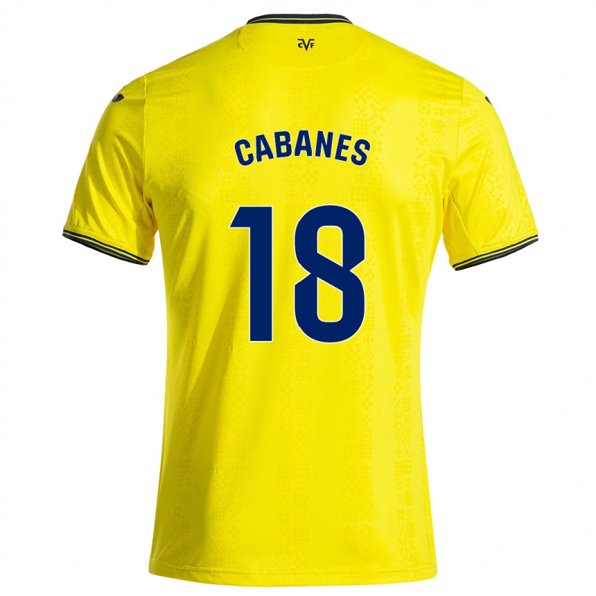 Niño Fútbol Camiseta Pau Cabanes #18 Amarillo Negro 1ª Equipación 2024/25