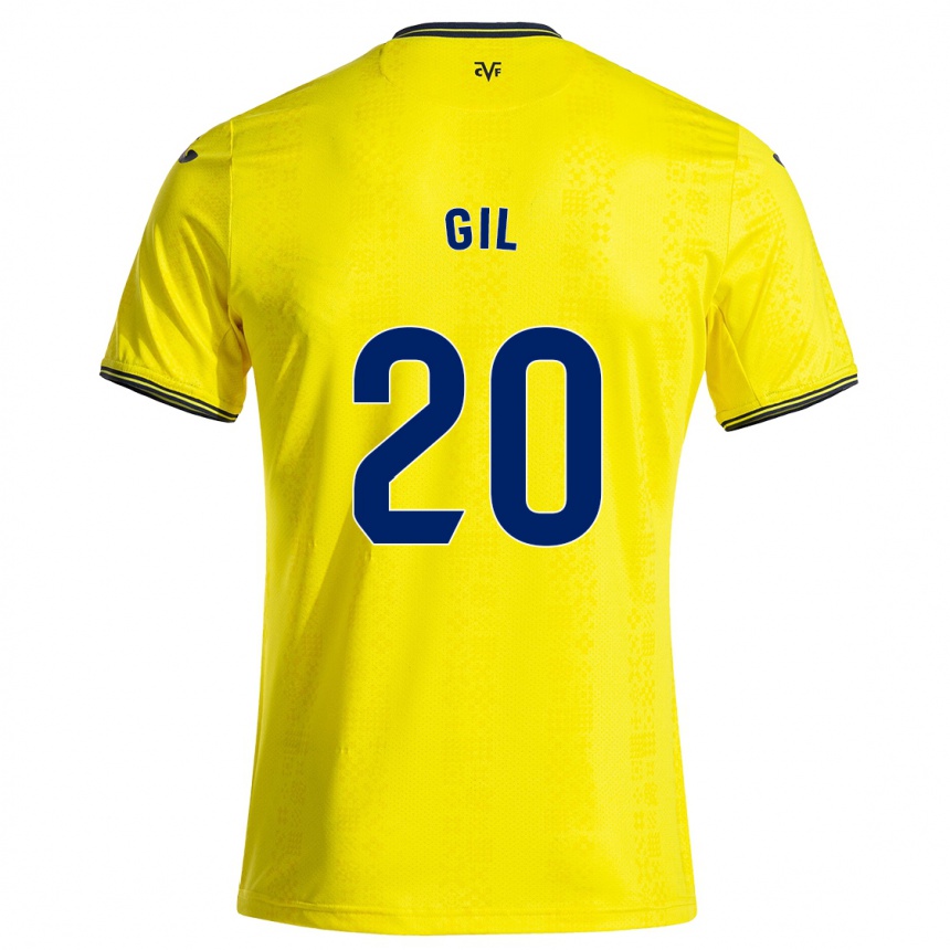 Niño Fútbol Camiseta Mario Gil #20 Amarillo Negro 1ª Equipación 2024/25