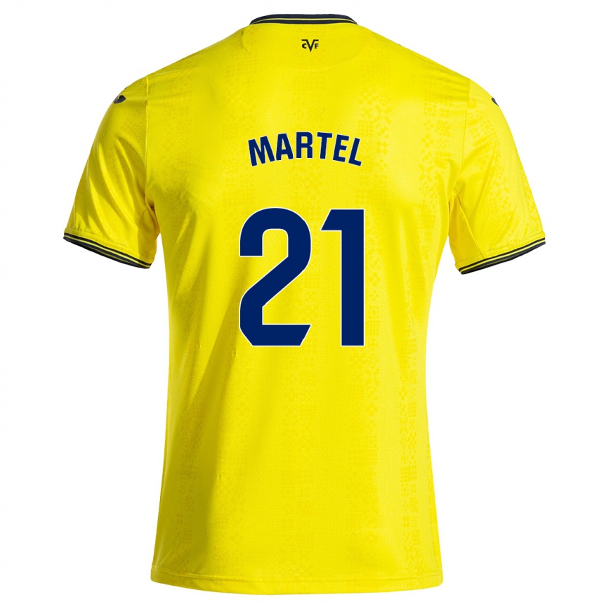 Niño Fútbol Camiseta Kevin Martel #21 Amarillo Negro 1ª Equipación 2024/25