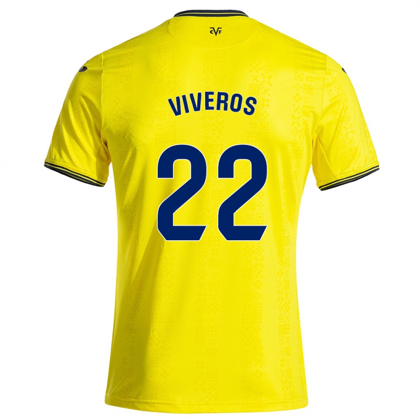 Niño Fútbol Camiseta Facundo Viveros #22 Amarillo Negro 1ª Equipación 2024/25