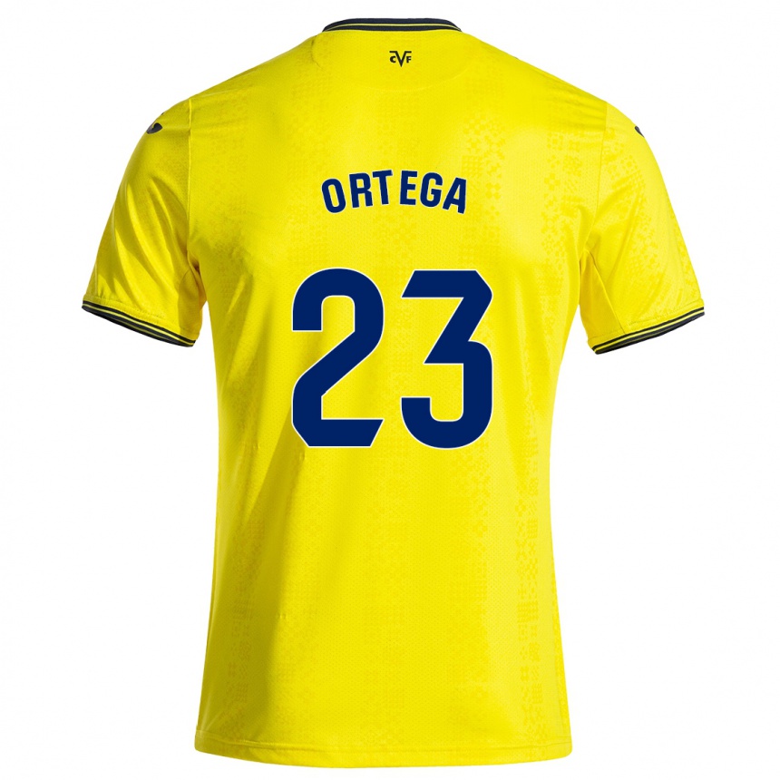 Niño Fútbol Camiseta Jordi Ortega #23 Amarillo Negro 1ª Equipación 2024/25