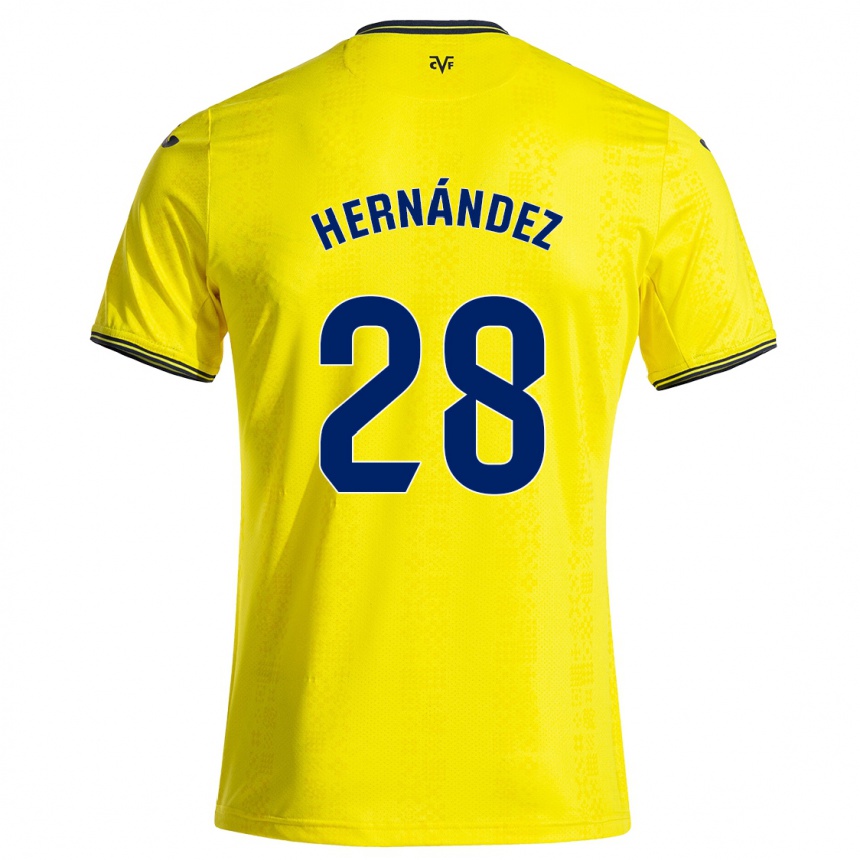 Niño Fútbol Camiseta Gerard Hernández #28 Amarillo Negro 1ª Equipación 2024/25