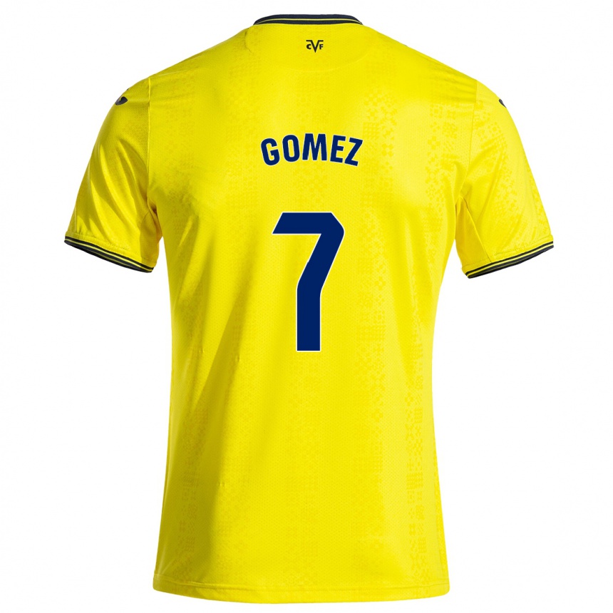 Niño Fútbol Camiseta Lucía Gómez #7 Amarillo Negro 1ª Equipación 2024/25