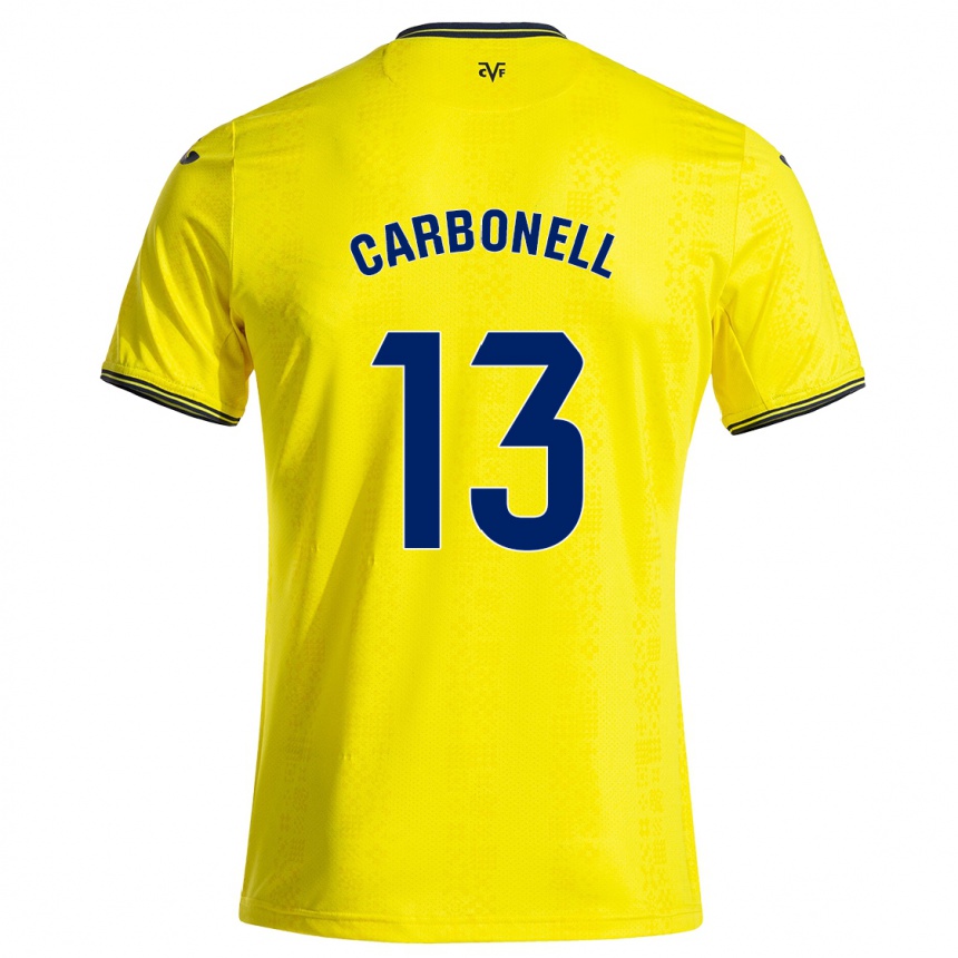 Niño Fútbol Camiseta Carmen Carbonell #13 Amarillo Negro 1ª Equipación 2024/25