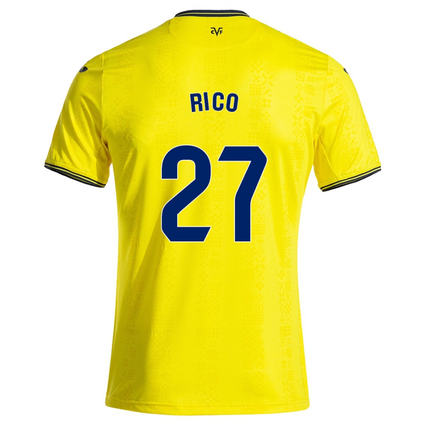 Niño Fútbol Camiseta Vera Rico #27 Amarillo Negro 1ª Equipación 2024/25