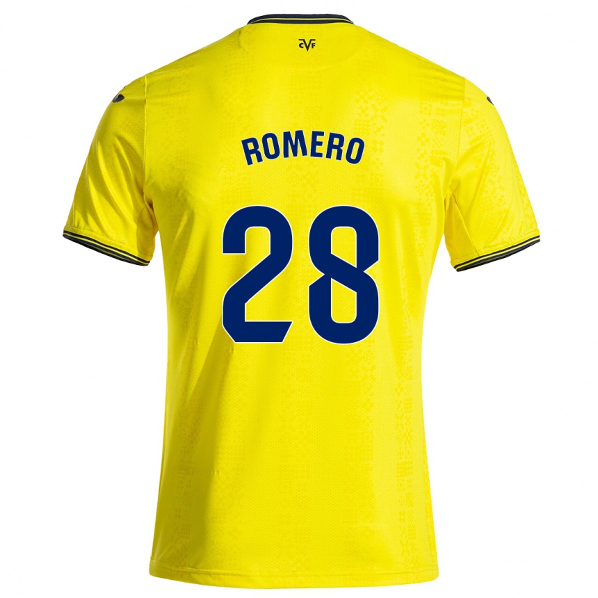 Niño Fútbol Camiseta María Romero #28 Amarillo Negro 1ª Equipación 2024/25