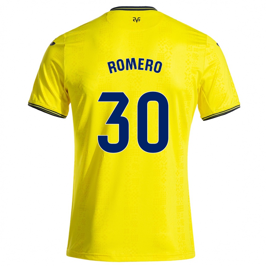 Niño Fútbol Camiseta Lucía Romero #30 Amarillo Negro 1ª Equipación 2024/25