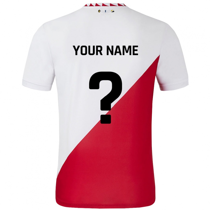 Niño Fútbol Camiseta Su Nombre #0 Blanco Rojo 1ª Equipación 2024/25