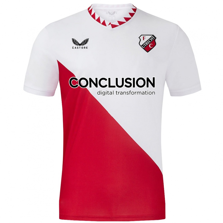 Niño Fútbol Camiseta Eshly Bakker #14 Blanco Rojo 1ª Equipación 2024/25