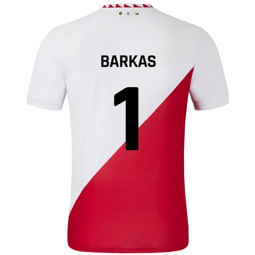 Niño Fútbol Camiseta Vasilios Barkas #1 Blanco Rojo 1ª Equipación 2024/25