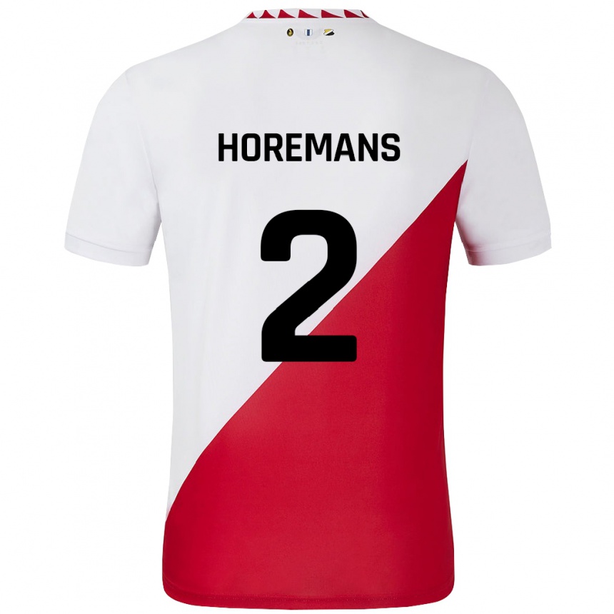 Niño Fútbol Camiseta Siebe Horemans #2 Blanco Rojo 1ª Equipación 2024/25