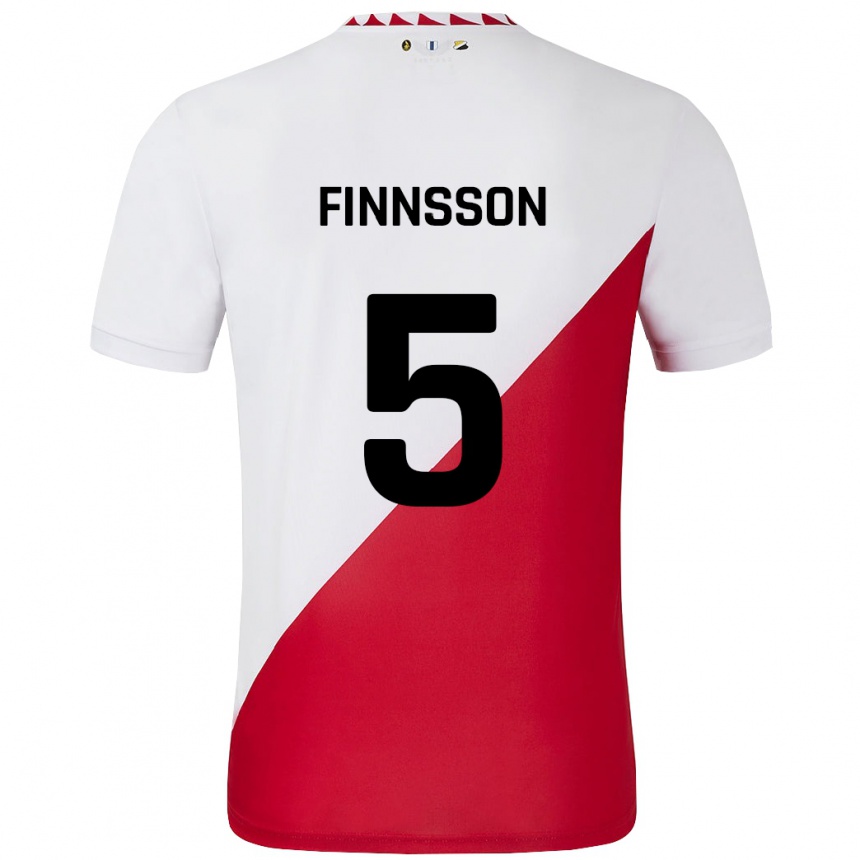 Niño Fútbol Camiseta Kolbeinn Finnsson #5 Blanco Rojo 1ª Equipación 2024/25