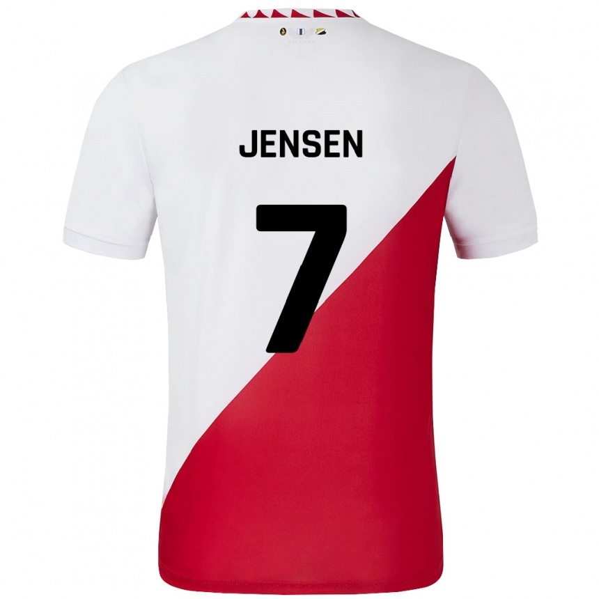 Niño Fútbol Camiseta Victor Jensen #7 Blanco Rojo 1ª Equipación 2024/25