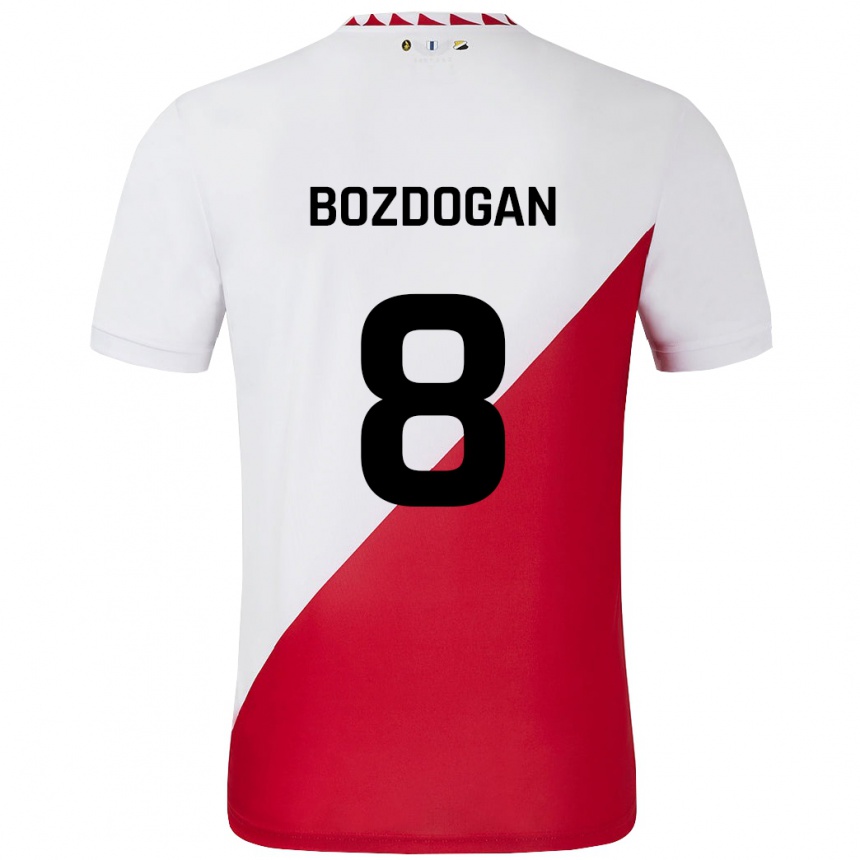 Niño Fútbol Camiseta Can Bozdogan #8 Blanco Rojo 1ª Equipación 2024/25