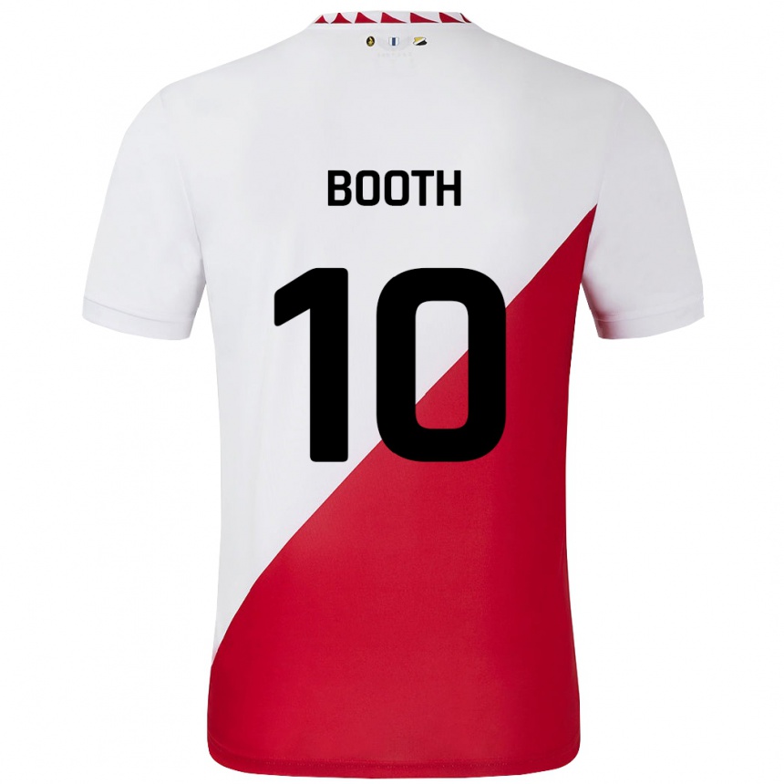 Niño Fútbol Camiseta Taylor Booth #10 Blanco Rojo 1ª Equipación 2024/25