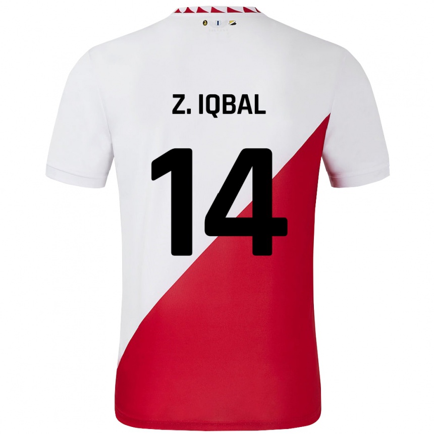 Niño Fútbol Camiseta Zidane Iqbal #14 Blanco Rojo 1ª Equipación 2024/25