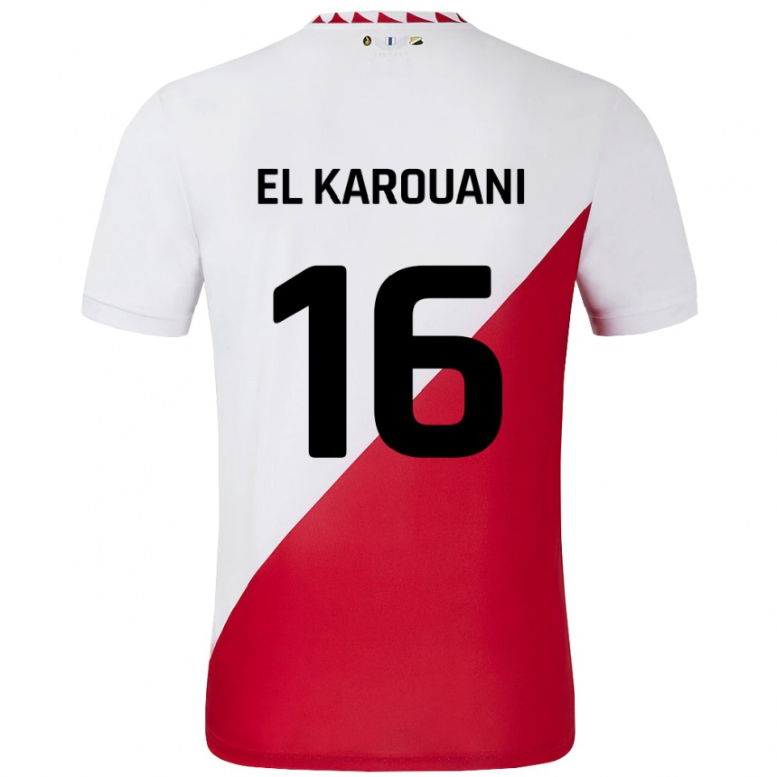 Niño Fútbol Camiseta Souffian El Karouani #16 Blanco Rojo 1ª Equipación 2024/25