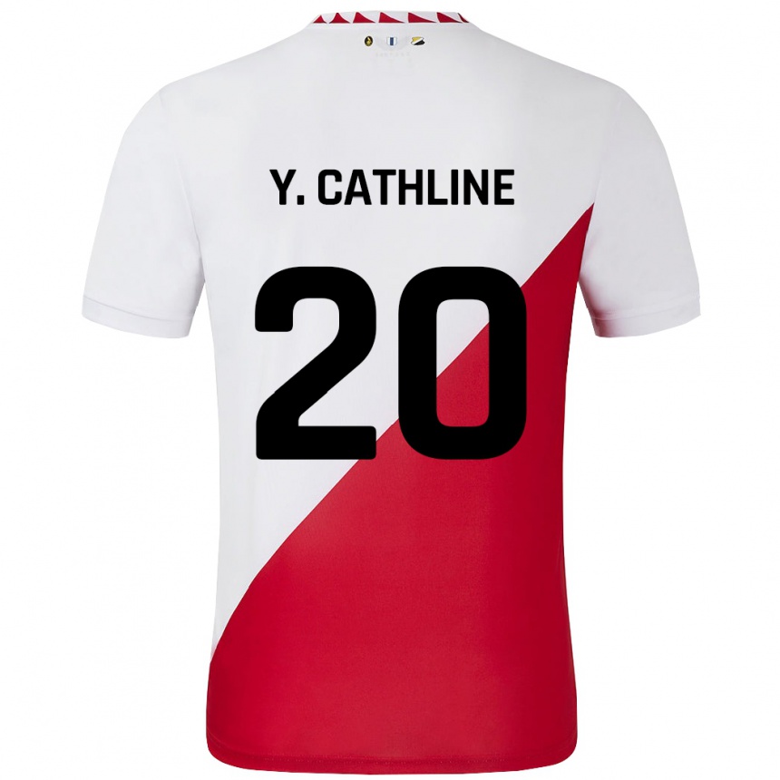 Niño Fútbol Camiseta Yoann Cathline #20 Blanco Rojo 1ª Equipación 2024/25