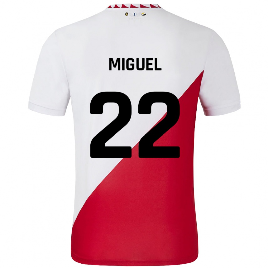 Niño Fútbol Camiseta Miguel Rodríguez #22 Blanco Rojo 1ª Equipación 2024/25