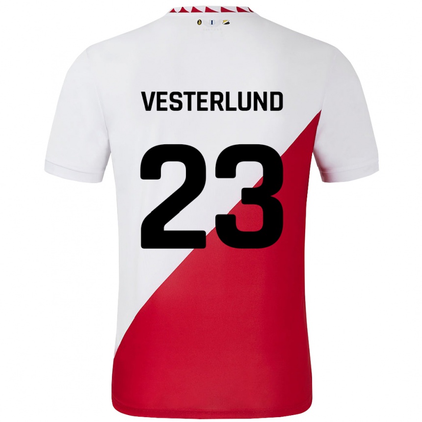 Niño Fútbol Camiseta Niklas Vesterlund #23 Blanco Rojo 1ª Equipación 2024/25