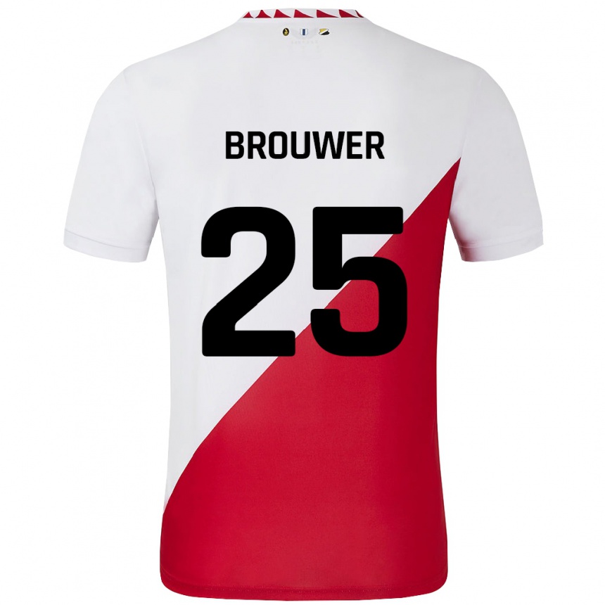 Niño Fútbol Camiseta Michael Brouwer #25 Blanco Rojo 1ª Equipación 2024/25