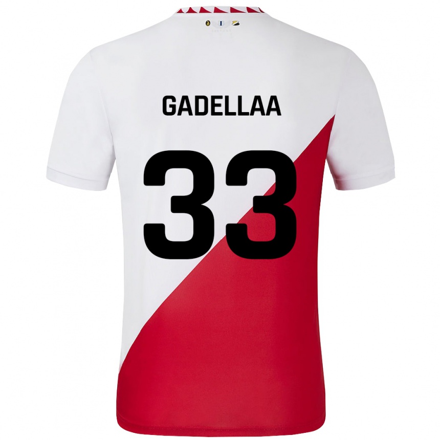 Niño Fútbol Camiseta Kevin Gadellaa #33 Blanco Rojo 1ª Equipación 2024/25