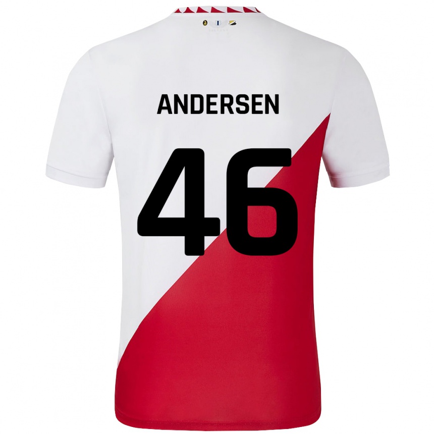 Niño Fútbol Camiseta Silas Andersen #46 Blanco Rojo 1ª Equipación 2024/25