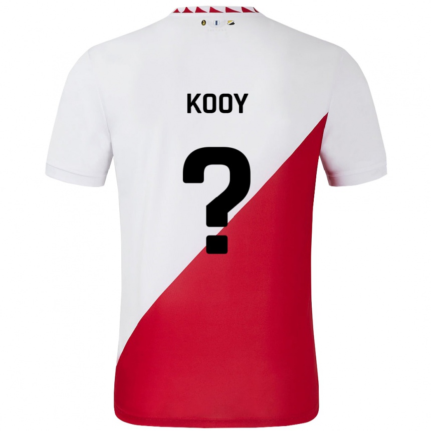 Niño Fútbol Camiseta Wessel Kooy #0 Blanco Rojo 1ª Equipación 2024/25